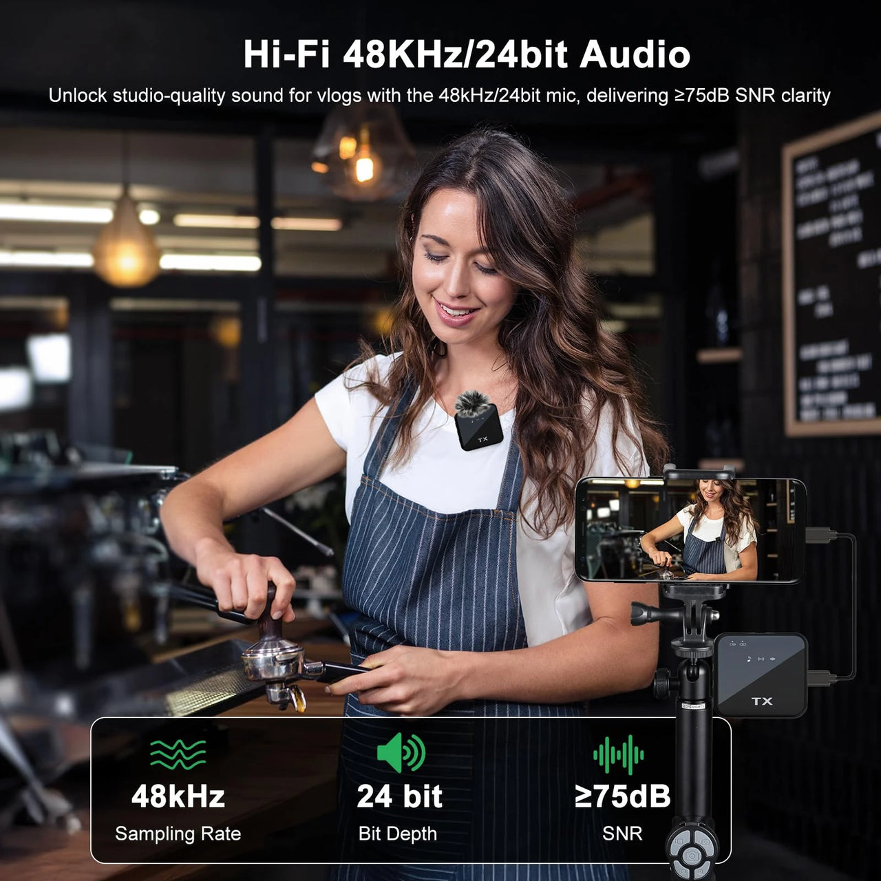 H96 3in1 Wireless Lavalier Microphone