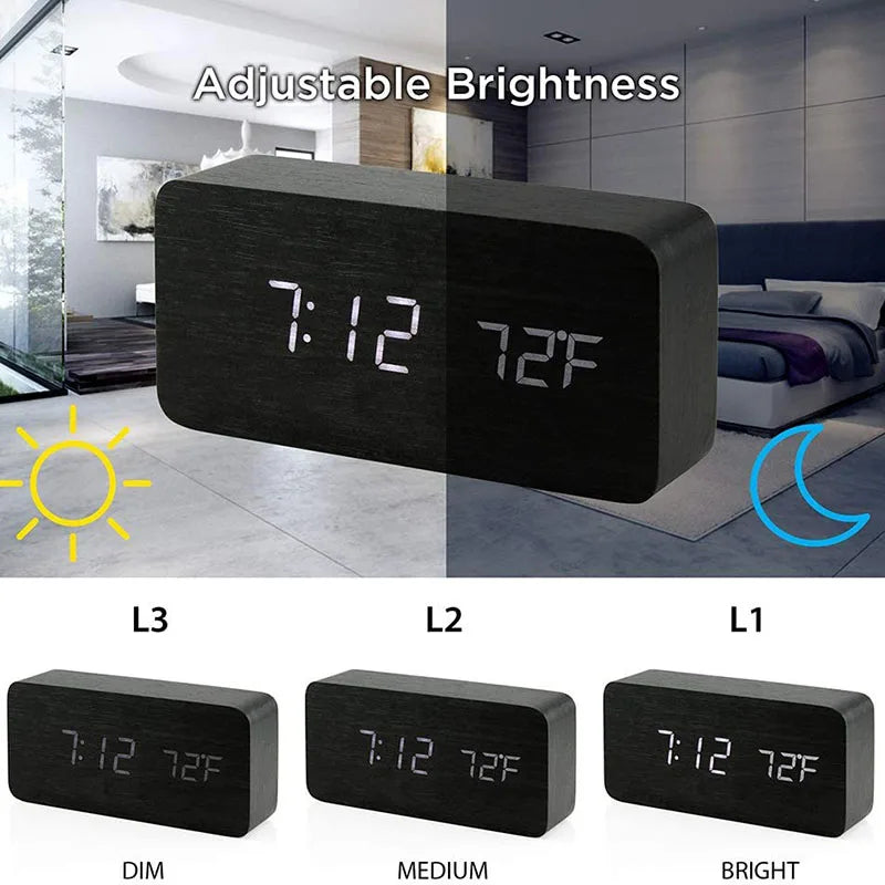 Wooden Digital Alarm Clock
