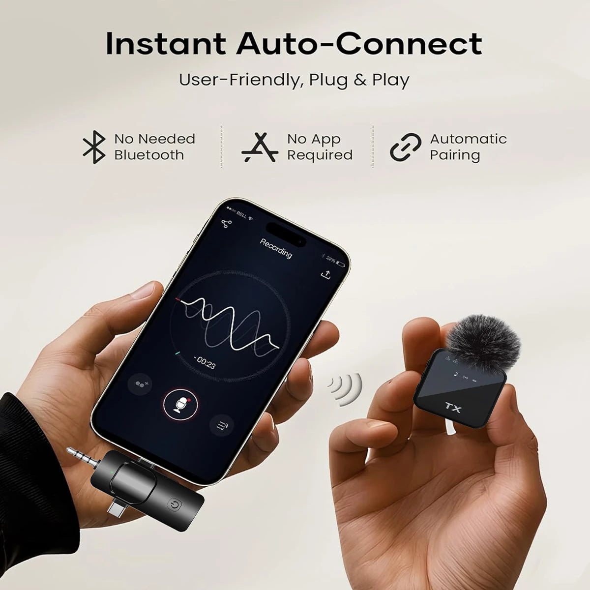 H96 3in1 Wireless Lavalier Microphone