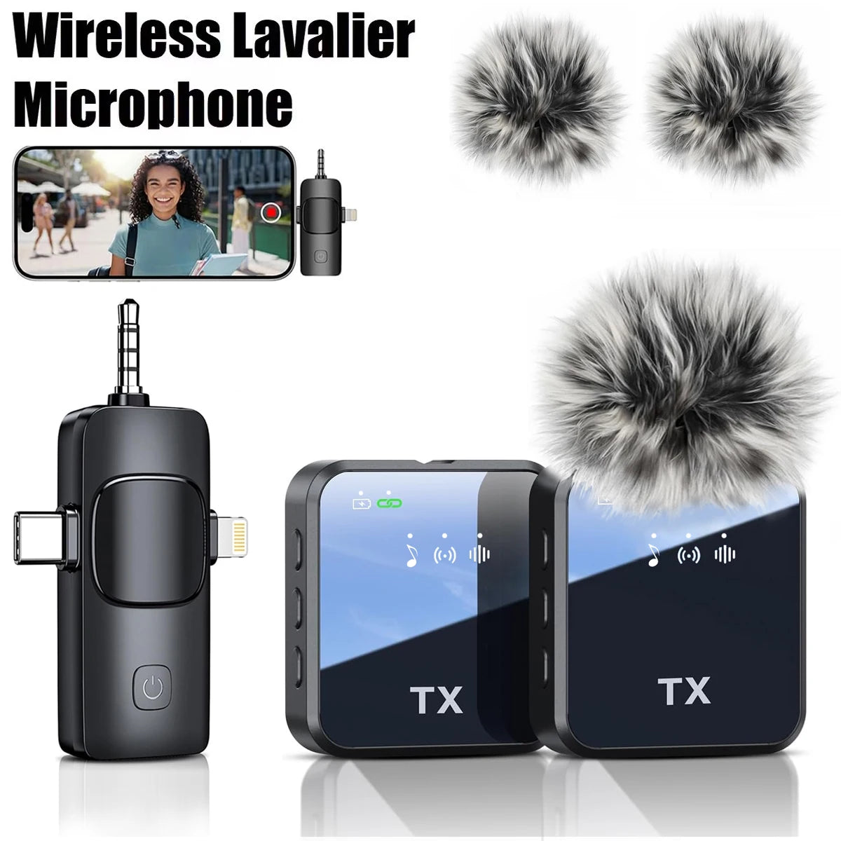 H96 3in1 Wireless Lavalier Microphone