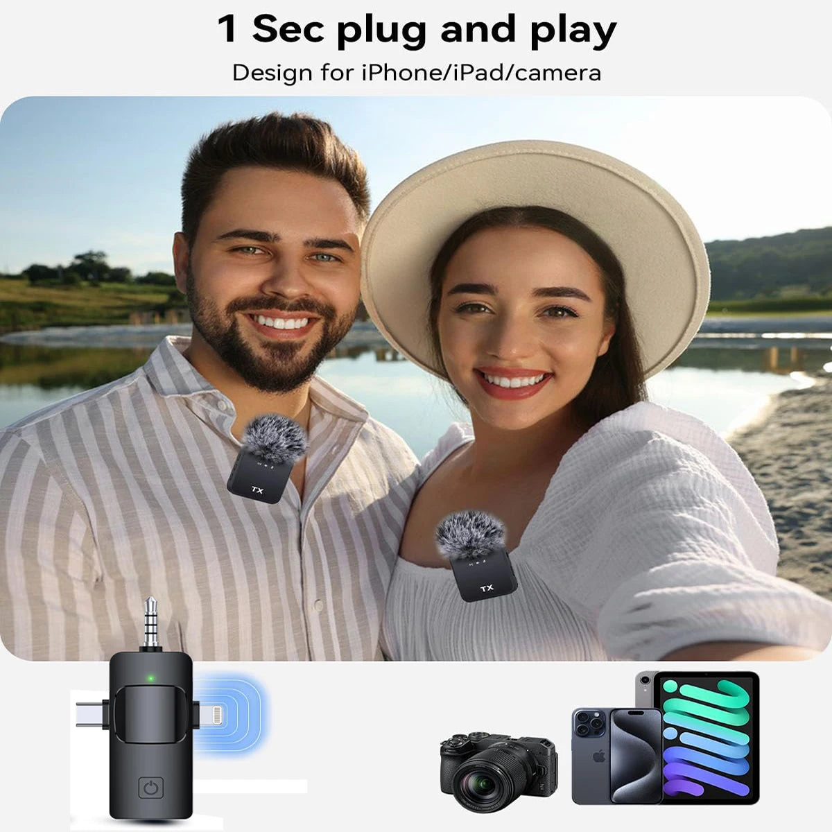 H96 3in1 Wireless Lavalier Microphone