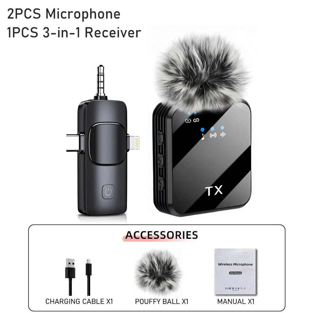 H96 3in1 Wireless Lavalier Microphone