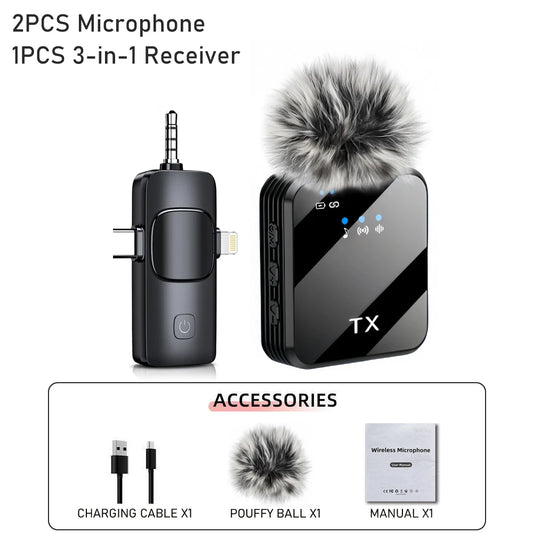H96 3in1 Wireless Lavalier Microphone